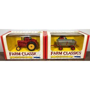 Ertl Farm Classics Massey-Harris 55 Tractor & Flare Box Wagon Diecast 1/43 Lot